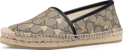 gucci espadrilles supreme bee|GUCCI GG Supreme Monogram Bees Espadrille Flats 36 Beige .